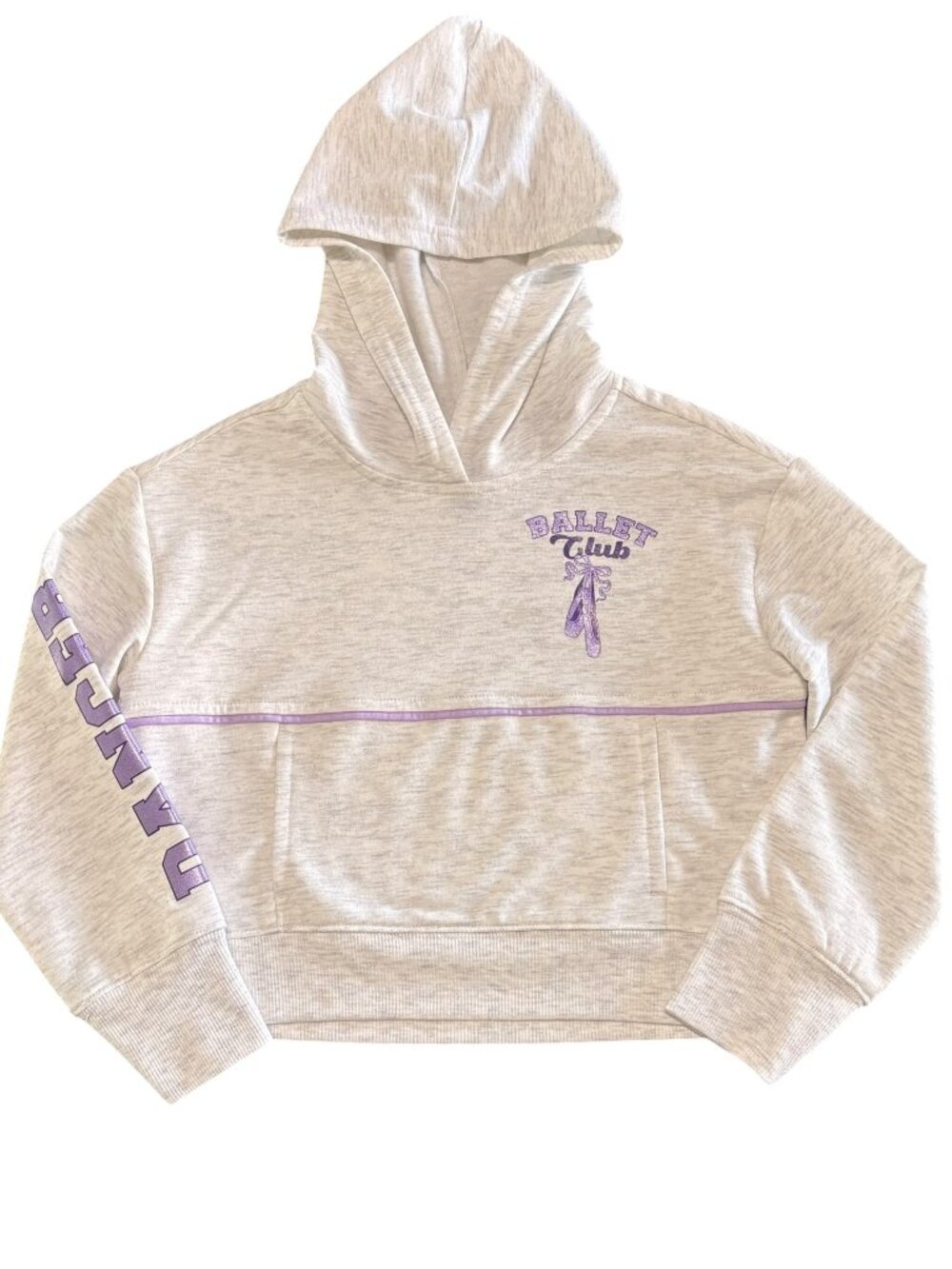 Vively Gray Ballet Graphic Pocket Soft Pullover Hoodie Sweatshirt Girls XS 4/5 N